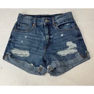 Aeropostale Mom Short Cutoff Jean Shorts Distressed High Waisted Women's Size 2